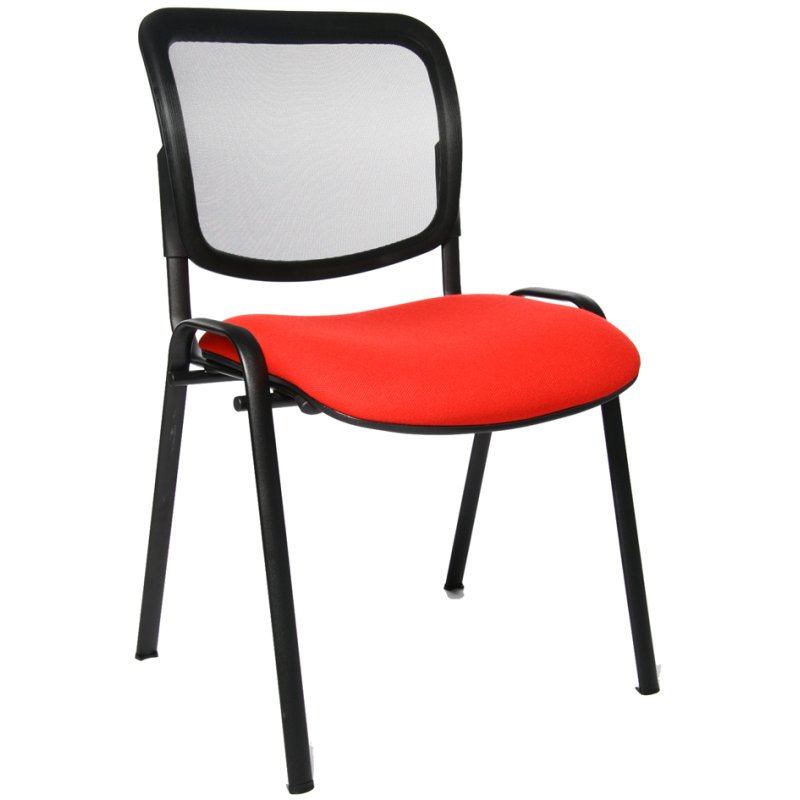 Topstar Net Point bezoekersstoel, netrug, stapelbaar, zwart/rood